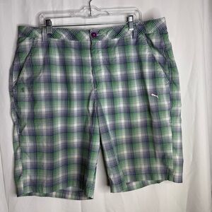 Puma Green and Blue Plaid Men's Shorts